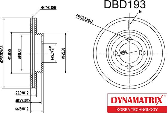 Dynamatrix DBD193 - Гальмівний диск autozip.com.ua