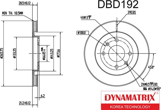 Dynamatrix DBD192 - Гальмівний диск autozip.com.ua