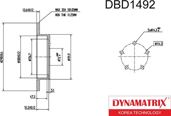 Dynamatrix DBD1492 - Гальмівний диск autozip.com.ua