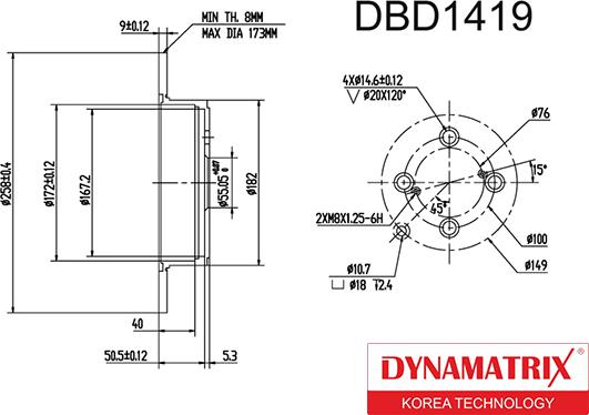 Dynamatrix DBD1419 - Гальмівний диск autozip.com.ua
