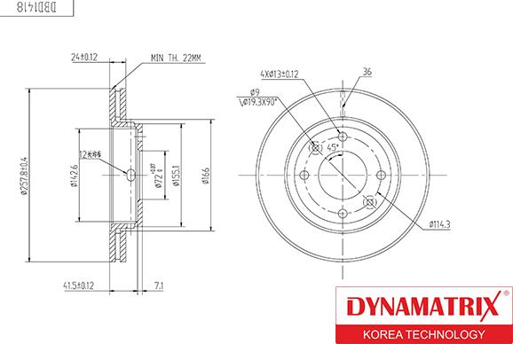 Dynamatrix DBD1418 - Гальмівний диск autozip.com.ua