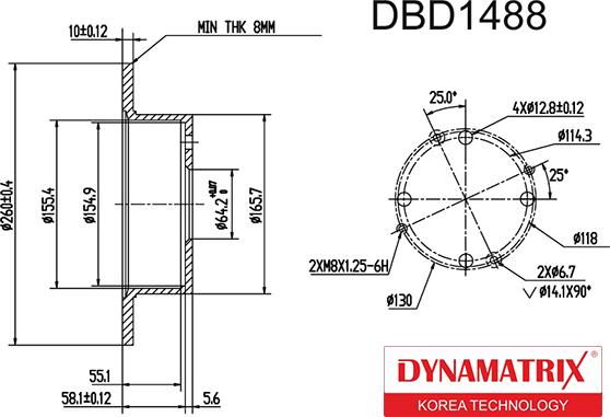 Dynamatrix DBD1488 - Гальмівний диск autozip.com.ua
