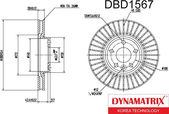 Dynamatrix DBD1567 - Гальмівний диск autozip.com.ua