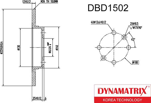 Dynamatrix DBD1502 - Гальмівний диск autozip.com.ua