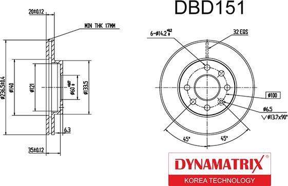 Dynamatrix DBD151 - Гальмівний диск autozip.com.ua