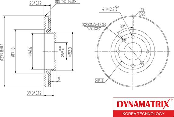 Dynamatrix DBD1522 - Гальмівний диск autozip.com.ua