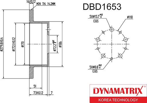 Dynamatrix DBD1653 - Гальмівний диск autozip.com.ua