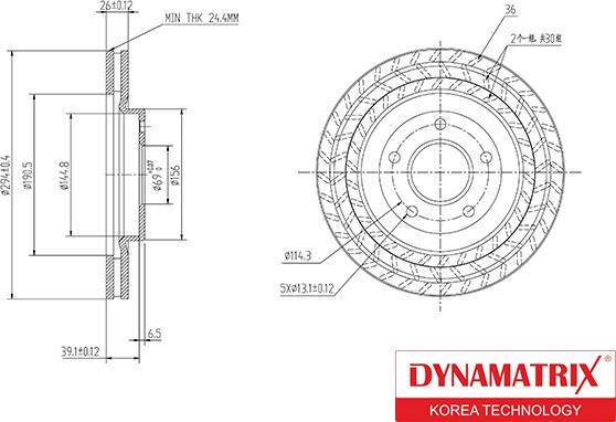Dynamatrix DBD1624 - Гальмівний диск autozip.com.ua