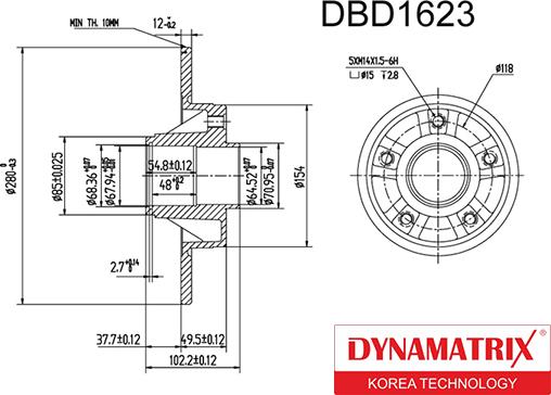 Dynamatrix DBD1623 - Гальмівний диск autozip.com.ua