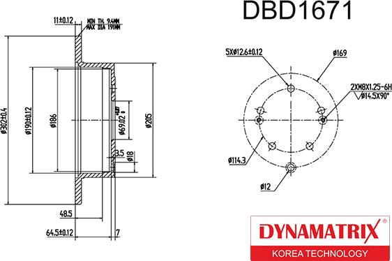 Dynamatrix DBD1671 - Гальмівний диск autozip.com.ua