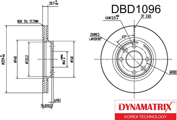 Dynamatrix DBD1096 - Гальмівний диск autozip.com.ua