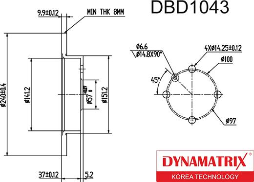 Dynamatrix DBD1043 - Гальмівний диск autozip.com.ua