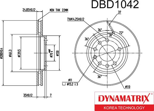 Dynamatrix DBD1042 - Гальмівний диск autozip.com.ua