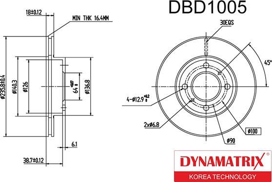 Dynamatrix DBD1005 - Гальмівний диск autozip.com.ua