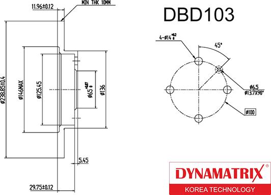 Dynamatrix DBD103 - Гальмівний диск autozip.com.ua
