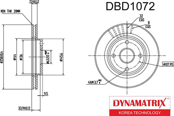 Dynamatrix DBD1072 - Гальмівний диск autozip.com.ua