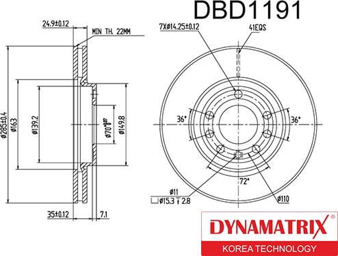 Dynamatrix DBD1191 - Гальмівний диск autozip.com.ua