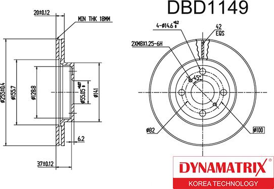 Dynamatrix DBD1149 - Гальмівний диск autozip.com.ua