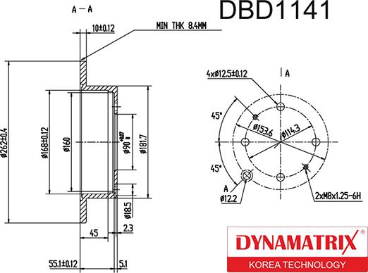 Dynamatrix DBD1141 - Гальмівний диск autozip.com.ua