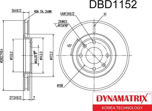 Dynamatrix DBD1152 - Гальмівний диск autozip.com.ua