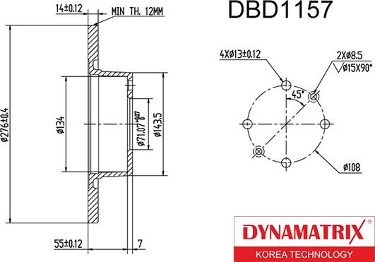 Dynamatrix DBD1157 - Гальмівний диск autozip.com.ua