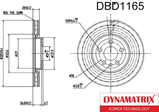 Dynamatrix DBD1165 - Гальмівний диск autozip.com.ua