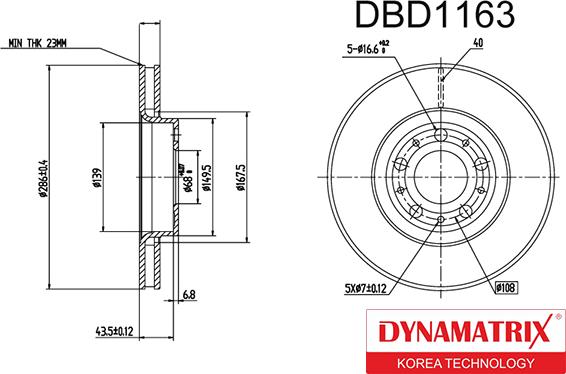 Dynamatrix DBD1163 - Гальмівний диск autozip.com.ua