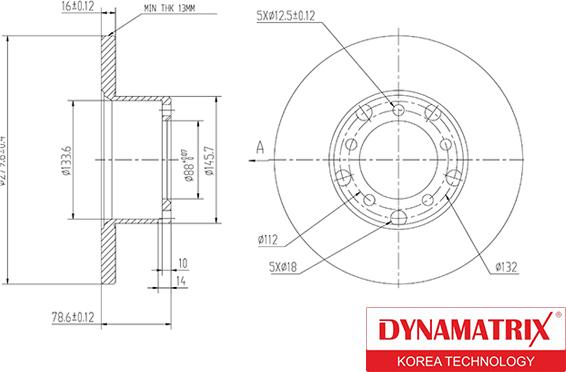 Dynamatrix DBD116A - Гальмівний диск autozip.com.ua