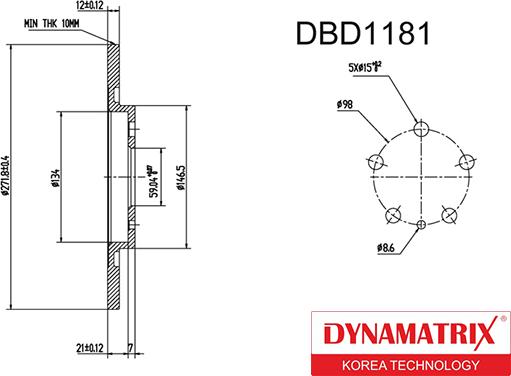 Dynamatrix DBD1181 - Гальмівний диск autozip.com.ua