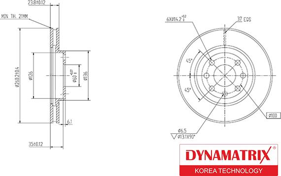 Dynamatrix DBD1131 - Гальмівний диск autozip.com.ua