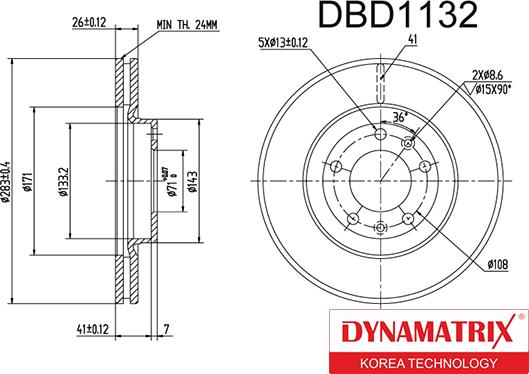 Dynamatrix DBD1132 - Гальмівний диск autozip.com.ua
