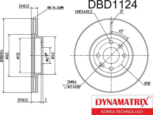 Dynamatrix DBD1124 - Гальмівний диск autozip.com.ua