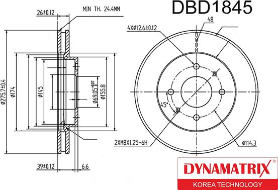Dynamatrix DBD1845 - Гальмівний диск autozip.com.ua
