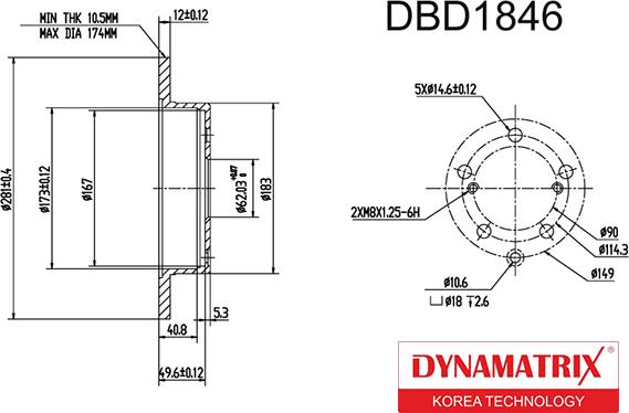 Dynamatrix DBD1846 - Гальмівний диск autozip.com.ua