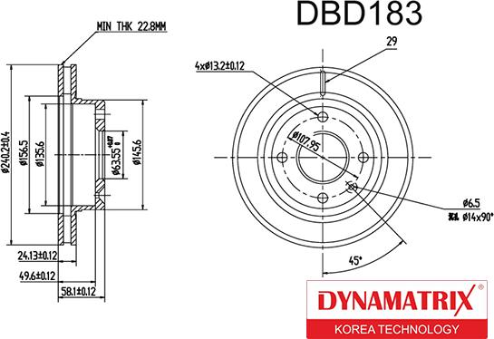 Dynamatrix DBD183 - Гальмівний диск autozip.com.ua