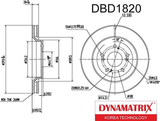 Dynamatrix DBD1820 - Гальмівний диск autozip.com.ua