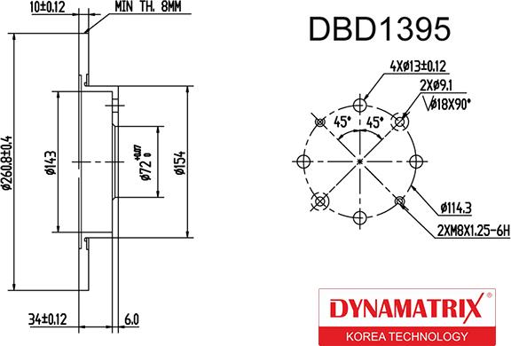 Dynamatrix DBD1395 - Гальмівний диск autozip.com.ua