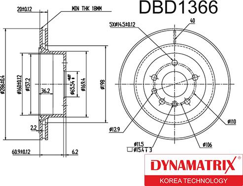 Dynamatrix DBD1366 - Гальмівний диск autozip.com.ua