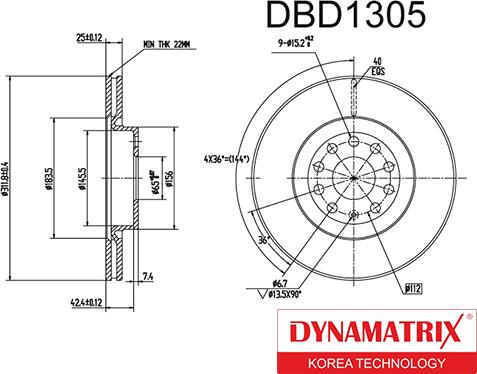 Dynamatrix DBD1305 - Гальмівний диск autozip.com.ua