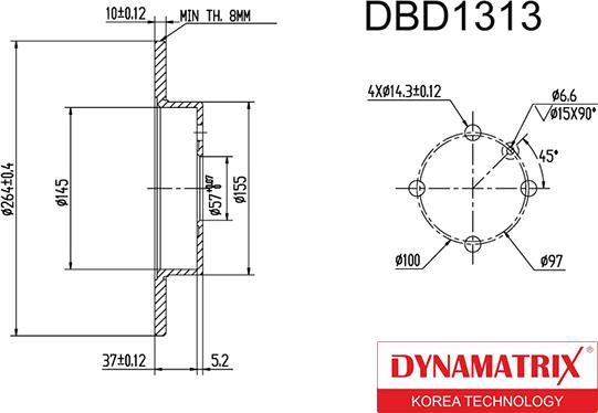 Dynamatrix DBD1313 - Гальмівний диск autozip.com.ua