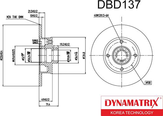 Dynamatrix DBD137 - Гальмівний диск autozip.com.ua