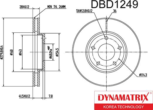 Dynamatrix DBD1249 - Гальмівний диск autozip.com.ua
