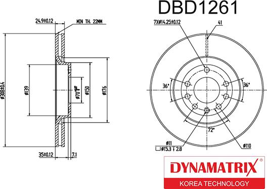Dynamatrix DBD1261 - Гальмівний диск autozip.com.ua