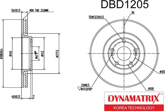 Dynamatrix DBD1205 - Гальмівний диск autozip.com.ua