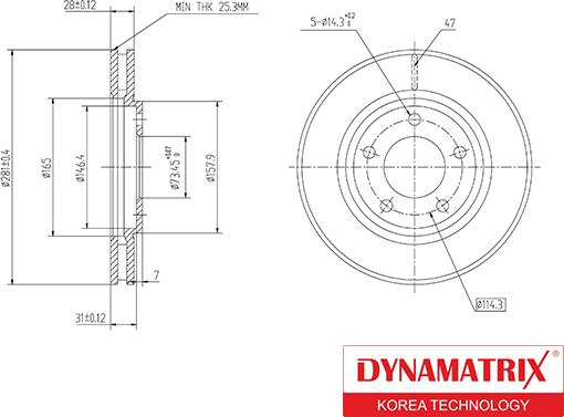 Dynamatrix DBD1214 - Гальмівний диск autozip.com.ua