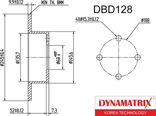 Dynamatrix DBD128 - Гальмівний диск autozip.com.ua