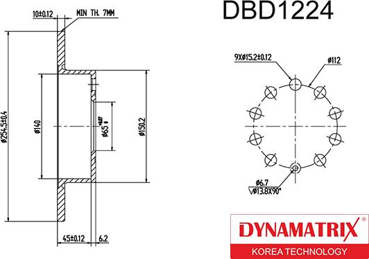 Dynamatrix DBD1224 - Гальмівний диск autozip.com.ua