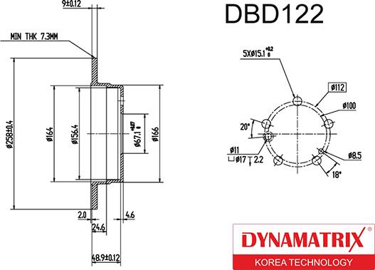 Dynamatrix DBD122 - Гальмівний диск autozip.com.ua