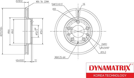 Dynamatrix DBD1278 - Гальмівний диск autozip.com.ua