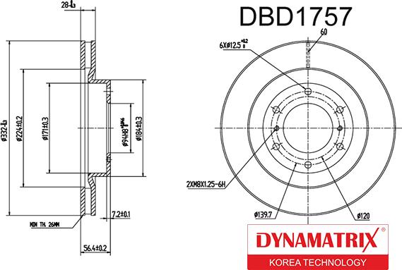 Dynamatrix DBD1757 - Гальмівний диск autozip.com.ua